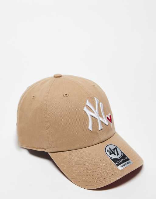 47 Brand - NY Yankees - Cappellino semplice beige con ricamo a contrasto