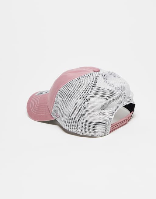 47 Brand NY Yankees clean up trucker cap in pink with contrast stitch, 3 of 3