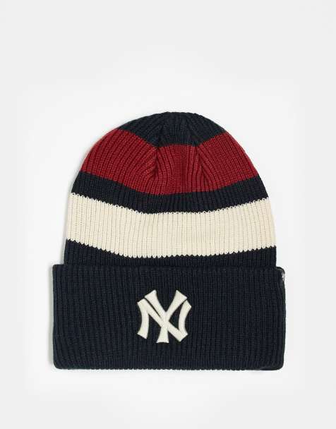 47 Brand NY Yankees contrast knitted beanie in multi stripe - view 1