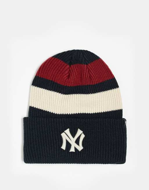 47 Brand – NY Yankees – Dzianinowa czapka beanie z kontrastowymi kolorowymi paskami