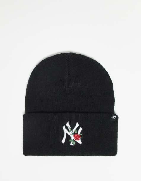 47 Brand NY Yankees floral embroidered knit beanie in black - view 1