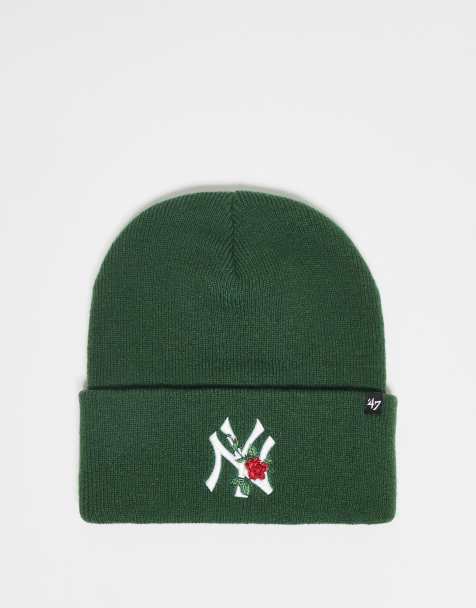 47 Brand NY Yankees floral embroidered knit beanie in khaki - view 1