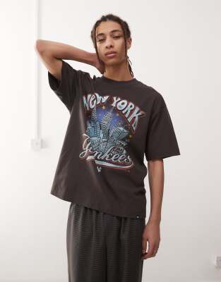 47 Brand 47 Brand NY Yankees graphic print t-shirt in charcoal-Grey