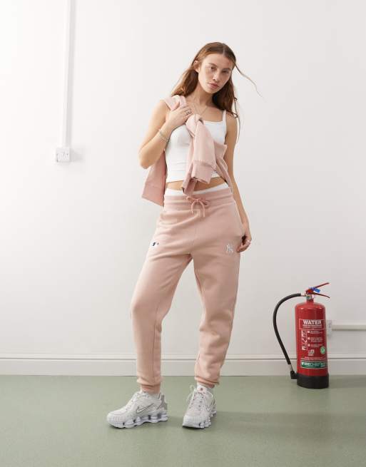 47 Brand - NY Yankees - Joggers color malva polvere con logo piccolo in coordinato