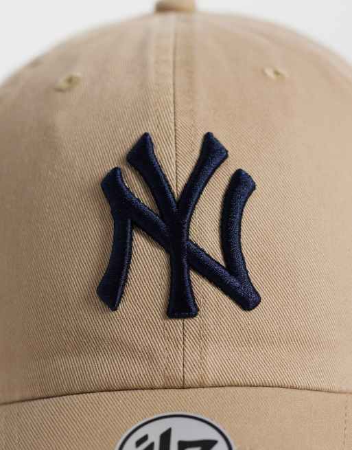 47 Brand NY Yankees kasket med kontrastlogo i beige/navy, 2 af 3