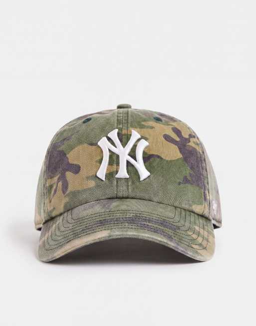 47 Brand NY Yankees logga camo-tryck clean up-keps i grönt, 4 av 7