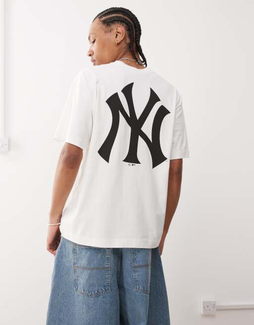 47 Brand NY Yankees logo back print t-shirt in white ASOS