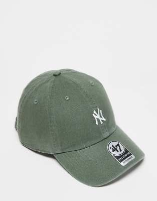 47 Brand 47 Brand NY Yankees mini logo cap in washed khaki-Green