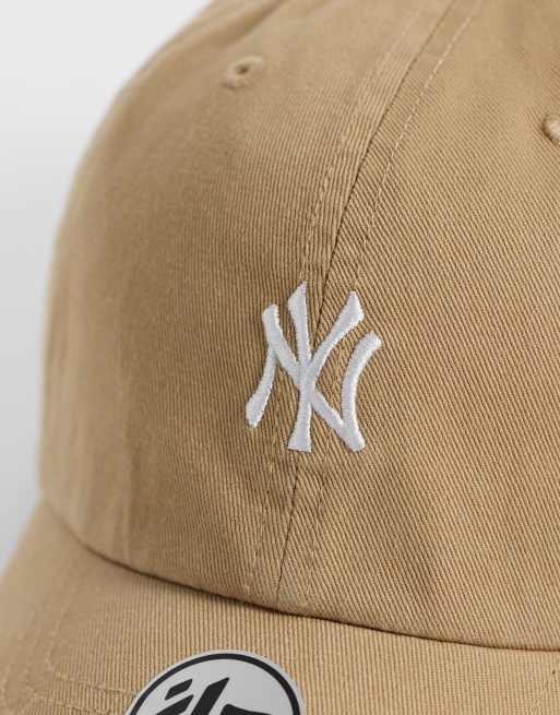 47 Brand NY Yankees mini logo clean up cap in beige, 2 of 3