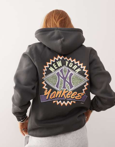 47 Brand NY Yankees motif back print hoodie in charcoal - view 1