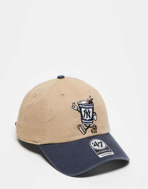 47 Brand NY Yankees motif detail clean-up cap with contrast peak in beige - view 1