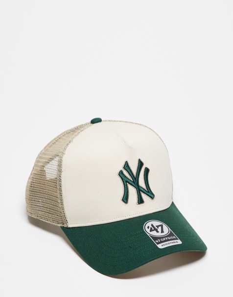 47 Brand NY Yankees offside trucker cap with contrast peak in cream - view 1