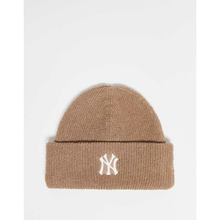 47 Brand NY Yankees ribbed cuff knit beanie in beige | ASOS