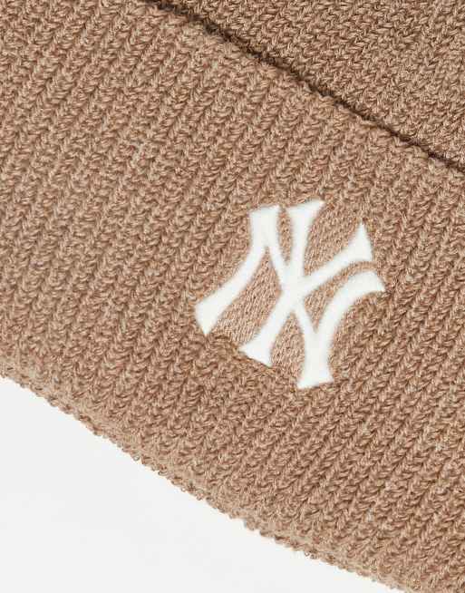 47 Brand NY Yankees ribbed cuff knit beanie in beige, 2 of 3