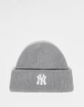 [47 Brand] 47 Brand NY Yankees ribbed cuff knit beanie in grey One Size GREY