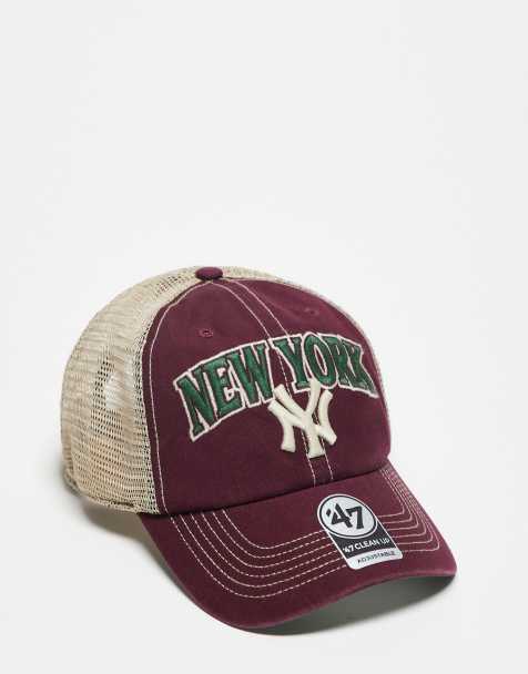 47 Brand NY Yankees script clean up trucker cap in burgundy - view 1