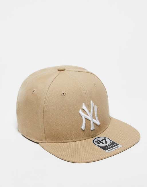 47 Brand NY Yankees straight peak fitted cap in beige