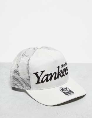 47 Brand 47 Brand NY Yankees straight peak fitted trucker cap in white