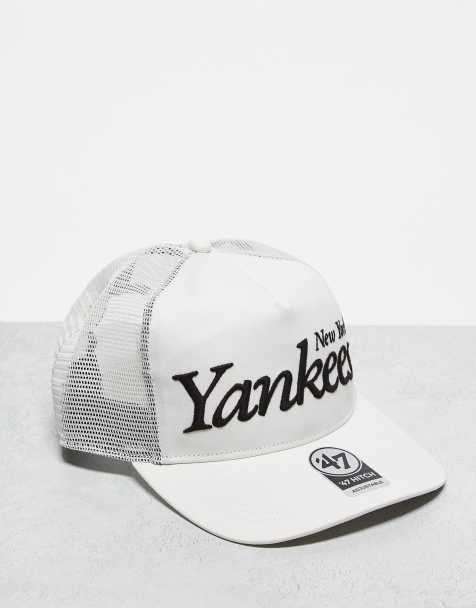 47 Brand NY Yankees straight peak fitted trucker cap in white - view 1
