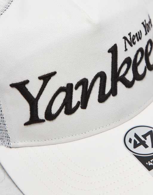 47 Brand NY Yankees straight peak fitted trucker cap in white, 3 of 3