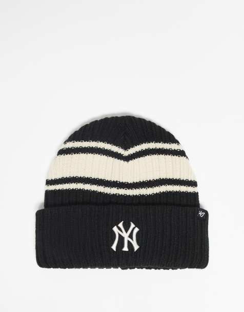 47 Brand NY Yankees stripe knit  beanie in black multi - view 1