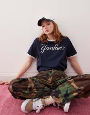 47 Brand - NY Yankees - T-Shirt in Marineblau mit Schriftzug