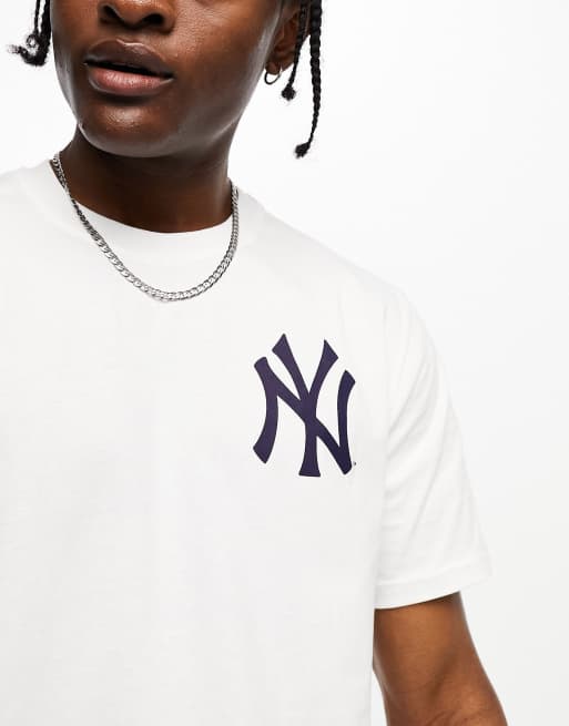 47 Brand NY Yankees T-Shirt In White With Chest And Back Print for Men