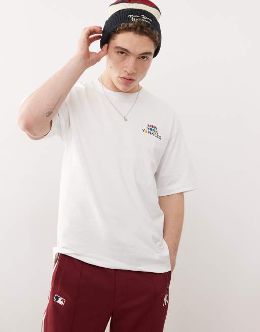 47 Brand - NY Yankees - T-shirt met grafische print op de achterkant in primaire kleuren in wit