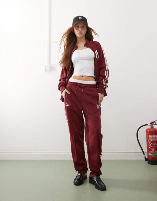 47 Brand NY Yankees track jogger co-ord in burgundy ASOS