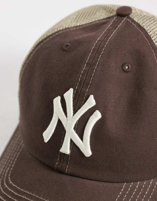 47 Brand NY Yankees trawler clean up trucker cap in brown, 2 of 3