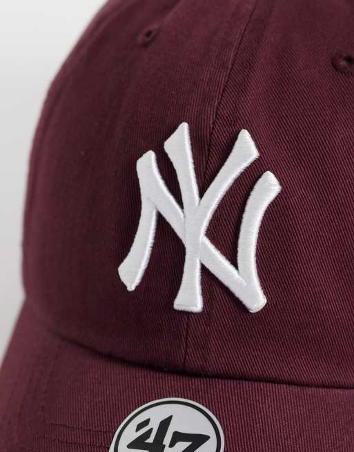 47 Brand NY Yankees womens clean up cap in burgundy, 2 of 3
