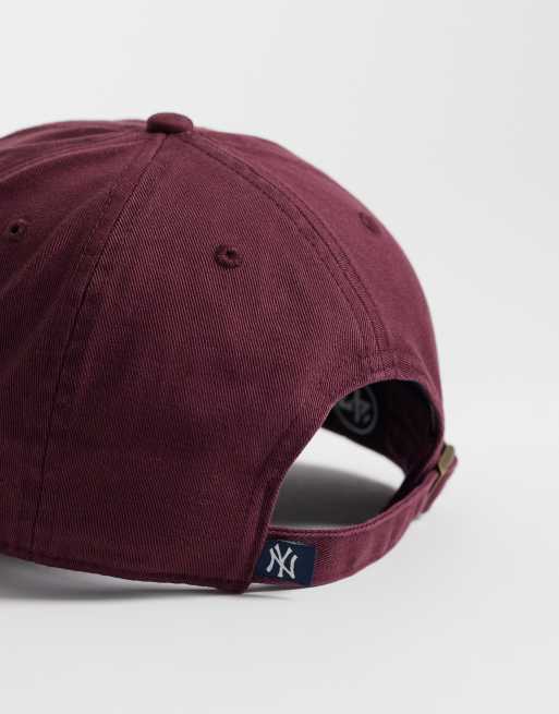 47 Brand NY Yankees womens clean up cap in burgundy, 3 of 3