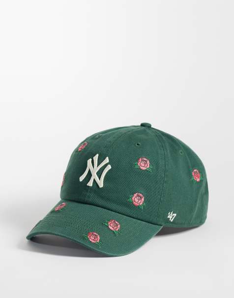 47 Brand NY Yankees womens multi scatter embroidered rose icon clean up cap in dark green - view 1