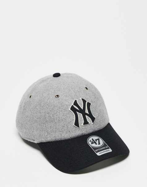 47 Brand NY Yankees wool clean up cap with contrast peak detail in grey - view 1