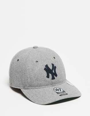 47 Brand 47 Brand NY Yankees wool clean up cap with contrast peak detail in grey