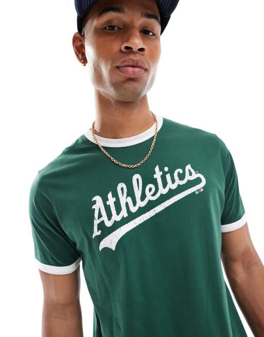 47 Brand Oakland Athletics script t-shirt in navy | ASOS