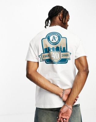 47 Brand Oakland Athletics t-shirt in white with chest and back print - ASOS Price Checker
