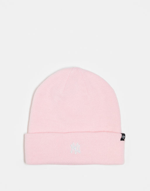 47 Brand - Pink-strikket hue med lille NY Yankees-logo
