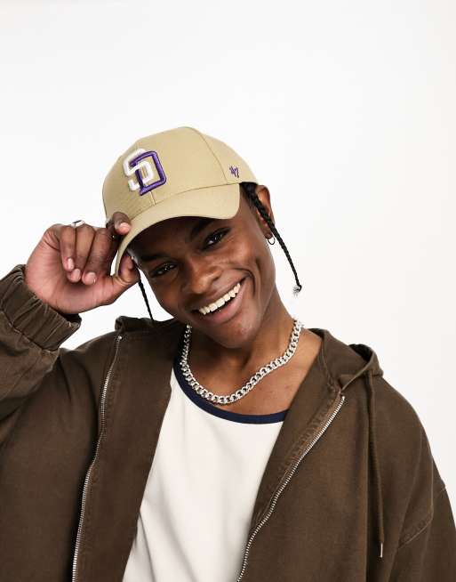 47 Brand – San Diego Padres – Beżowa baseballowa czapka z daszkiem, logo i haftowaną naszywką