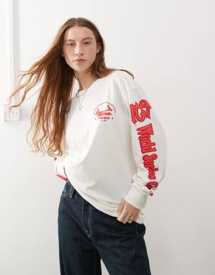 47 Brand 47 Brand St Louis motif long sleeve top in white