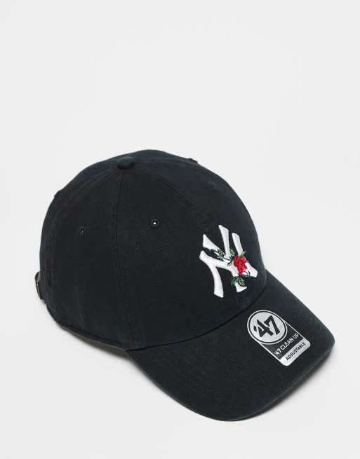 47 Brand - Thorn - Baseballpet met NY Yankees-logo met roosdetail in zwart
