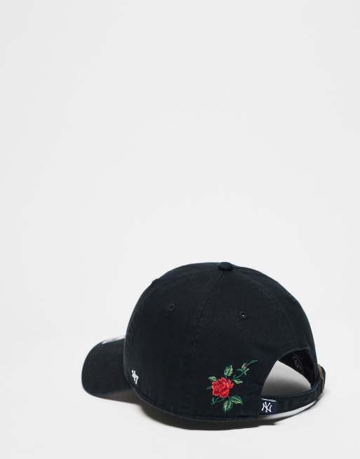 47 Brand Thorn NY Yankees baseball cap in black with rose