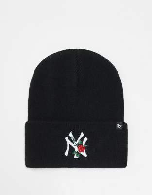 47 Brand 47 Brand Thorn NY Yankees beanie in black with rose detail