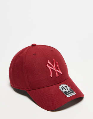 47 Brand 47 Brand tonal NY Yankees clean up baseball cap in burgundy-Red