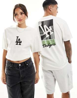 47 Brand 47 Brand Unisex Los Angeles Dodgers spin out graphic t-shirt in off white