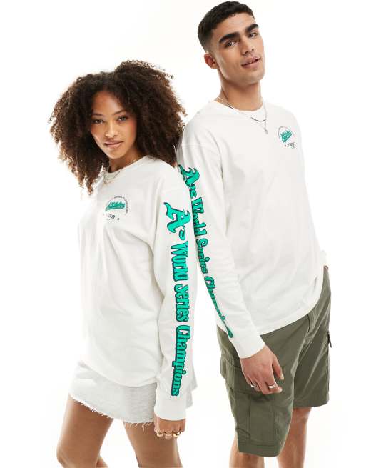 47 Brand - Unisex top met lange mouwen en print in gebroken wit