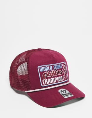 47 Brand World Series patch detail trucker cap in burgundy