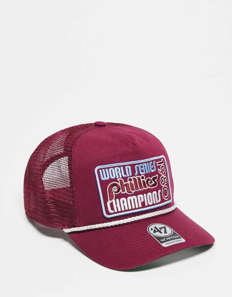 47 Brand World Series patch detail trucker cap in burgundy - view 1
