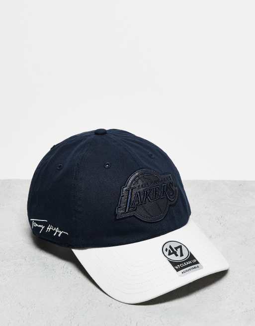 47 Brand x Tommy x LA Lakers – Clean Up – Kappe in Marineblau mit MLB-Logo und Schirm in Kontrastfarbe