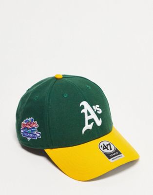 47 MVP MLB Oakland Athletics baseball cap in green with contrast peak and side badging - ASOS Price Checker